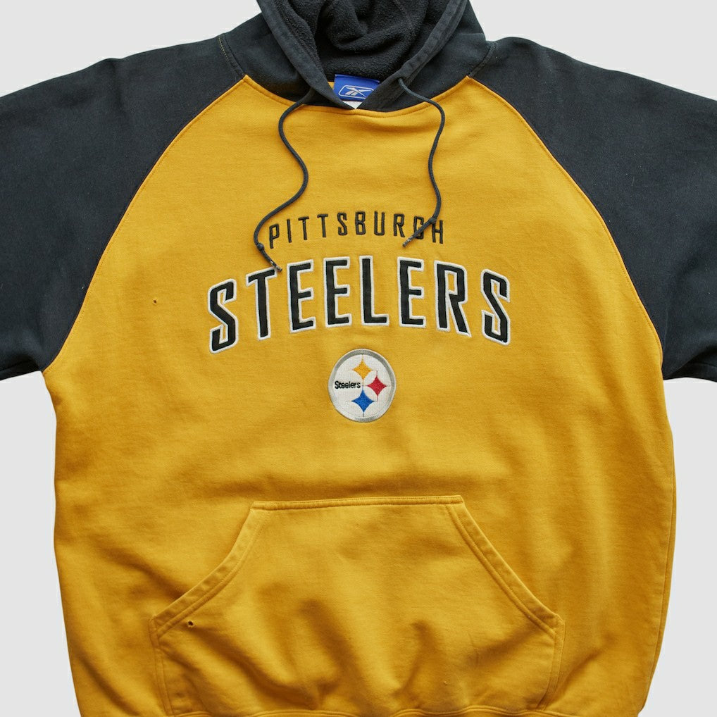 Pittsburgh Steelers Reebok 2000s Hooded Pullover Sweatshirt Yellow Vintage
