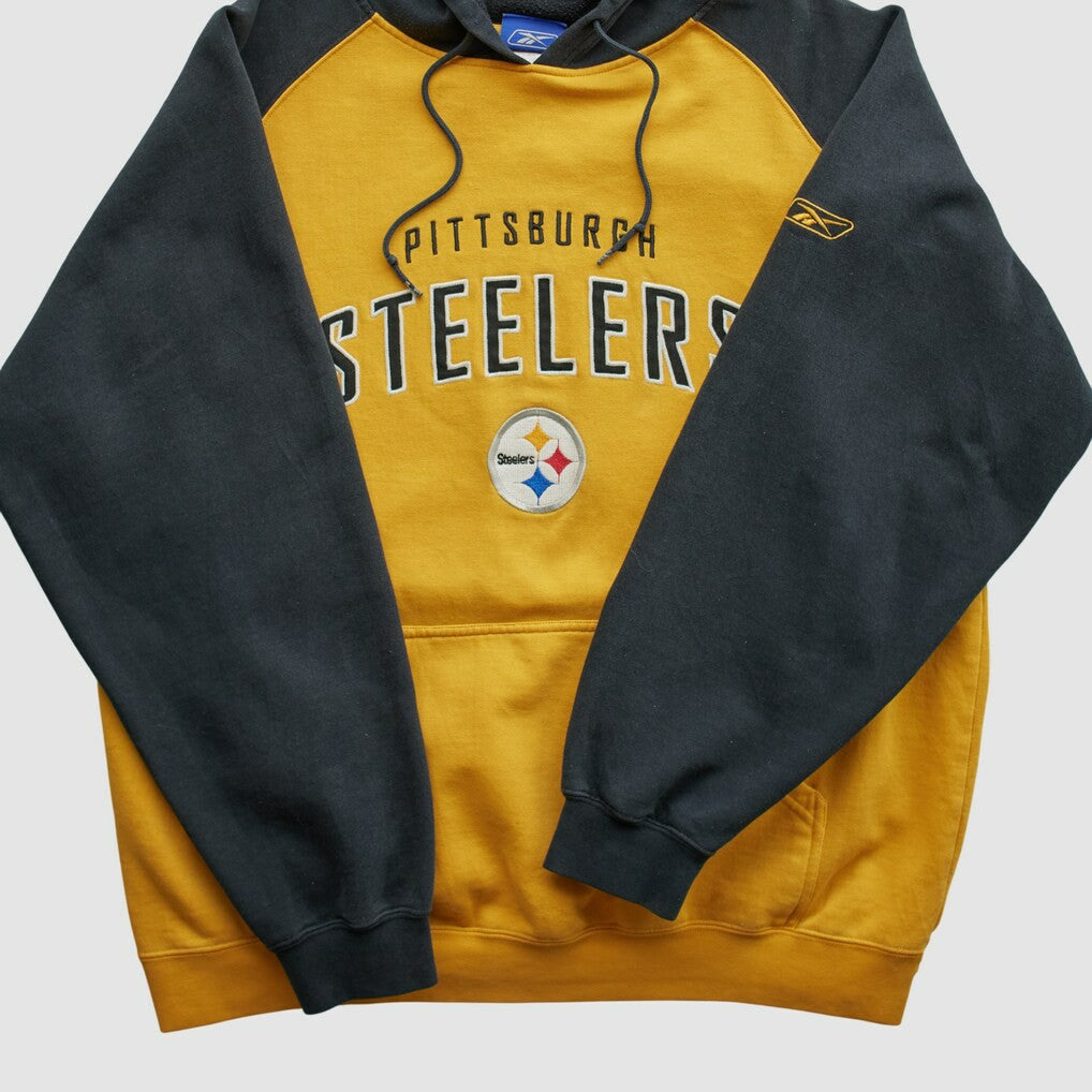 Pittsburgh Steelers Reebok 2000s Hooded Pullover Sweatshirt Yellow Vintage