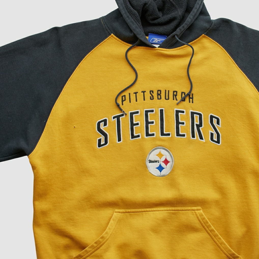 Pittsburgh Steelers Reebok 2000s Hooded Pullover Sweatshirt Yellow Vintage