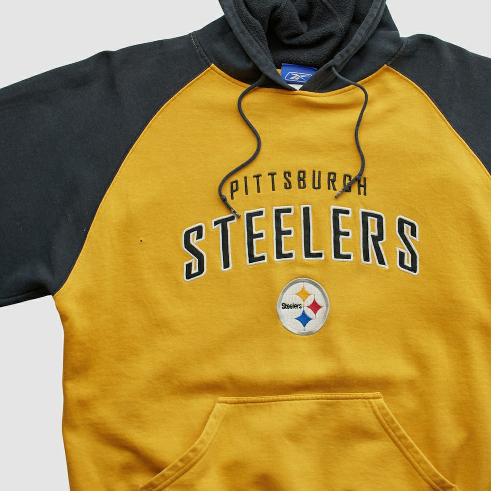 Pittsburgh Steelers Reebok 2000s Hooded Pullover Sweatshirt Yellow Vintage