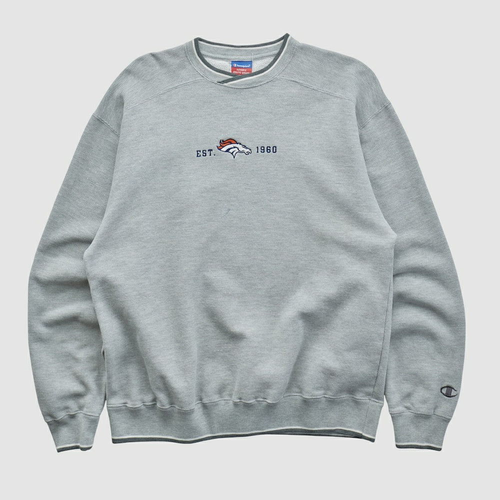 Denver Broncos Champion 2000s Pullover Sweatshirt Heather Gray Vintage