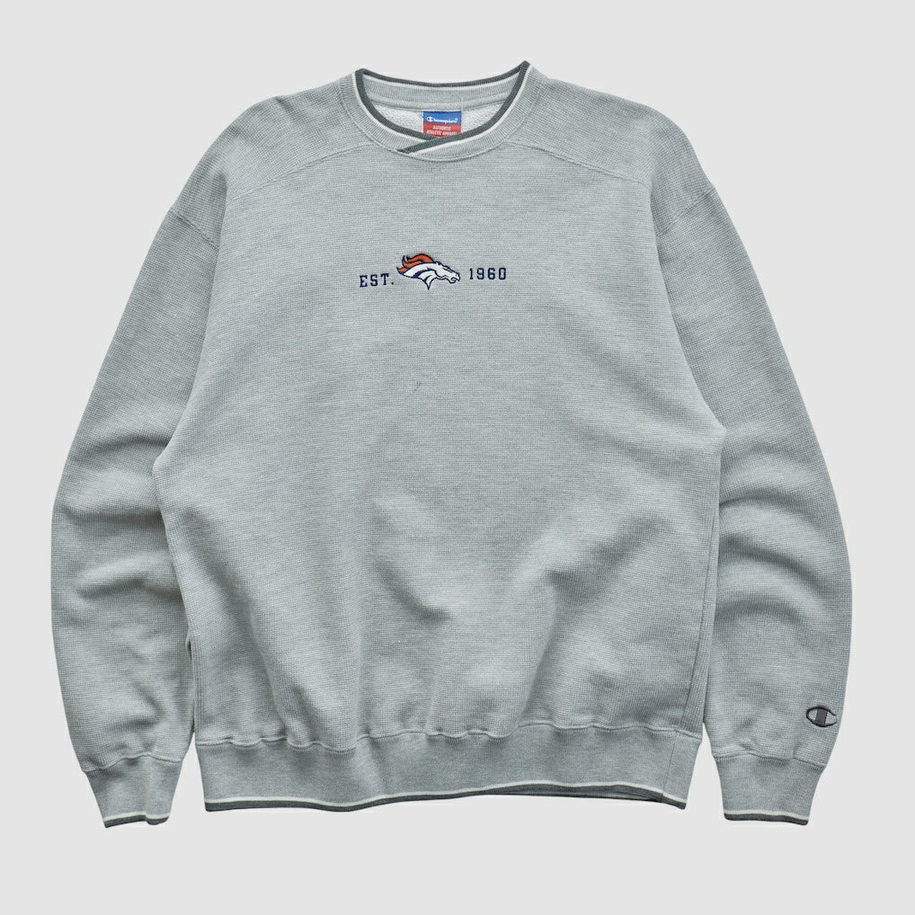 Denver Broncos Champion 2000s Pullover Sweatshirt Heather Gray Vintage