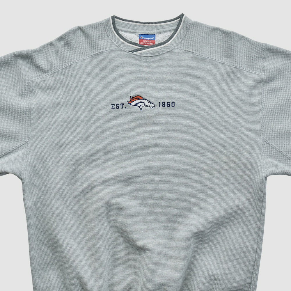 Denver Broncos Champion 2000s Pullover Sweatshirt Heather Gray Vintage