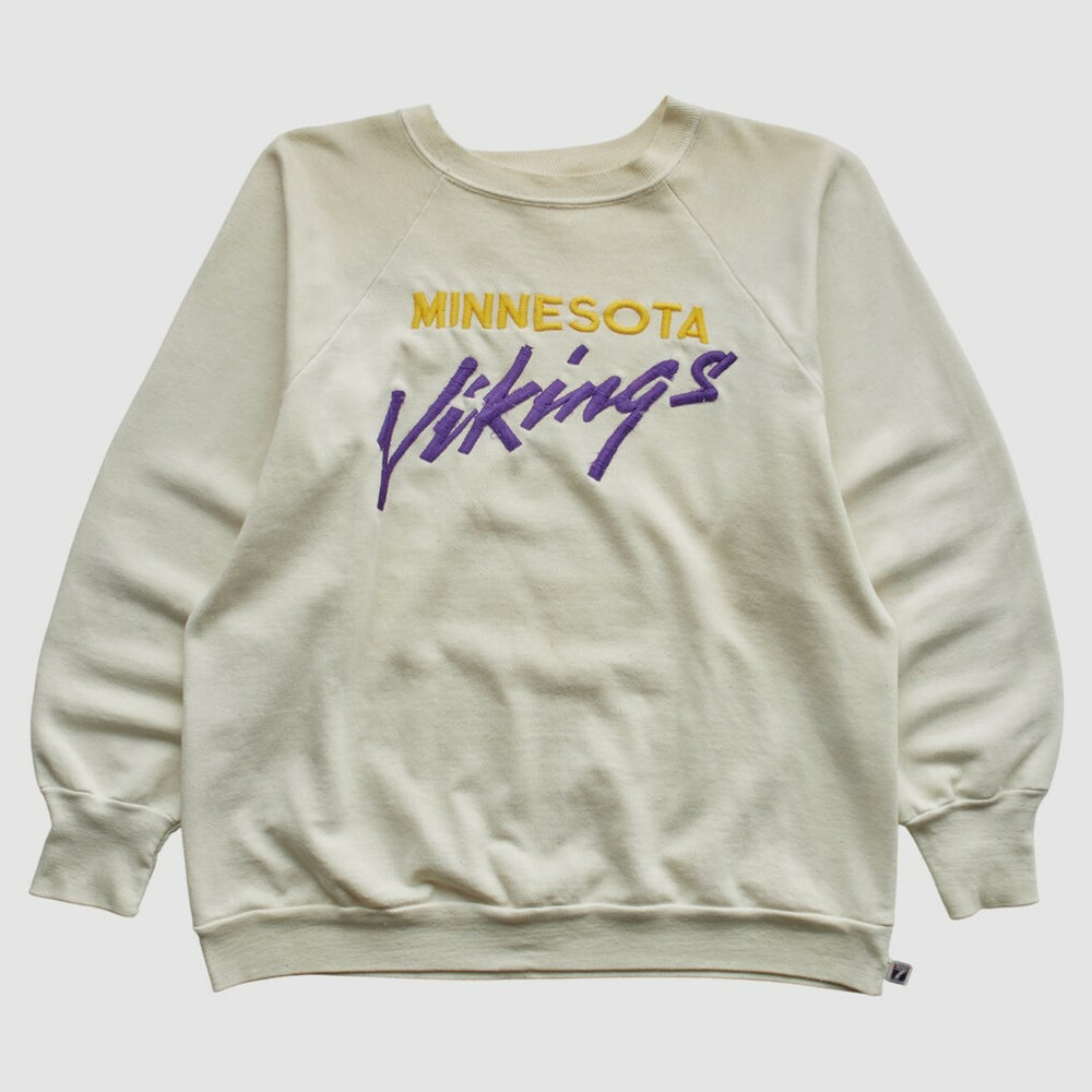 Minnesota Vikings Logo 7 80s Pullover Sweatshirt White Vintage