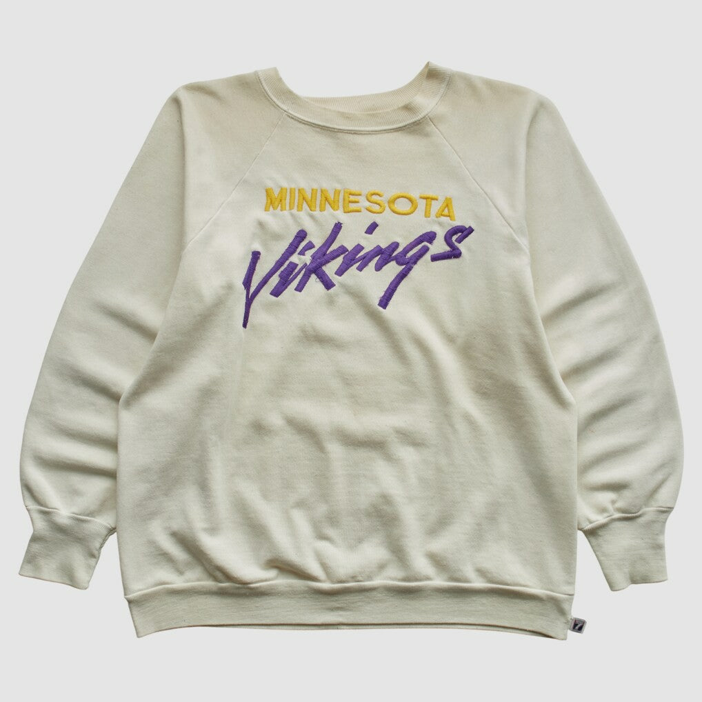 Minnesota Vikings Logo 7 80s Pullover Sweatshirt White Vintage