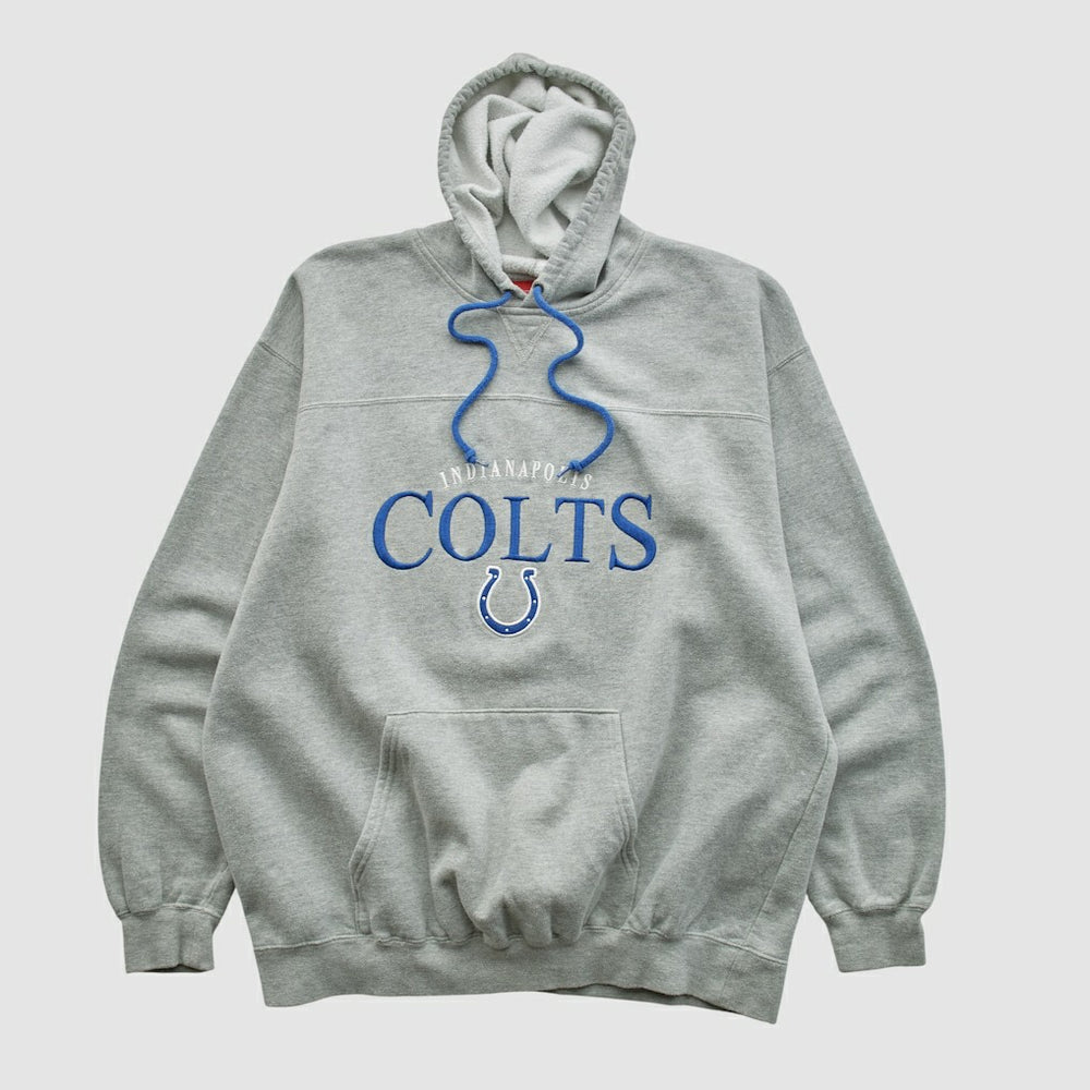 Indianapolis Colts NFL 2000s Hooded Pullover Sweatshirt Heather Gray Vintage