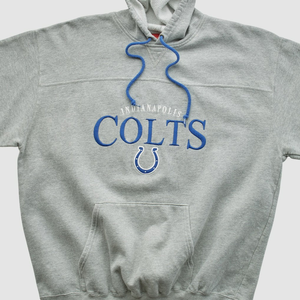Indianapolis Colts NFL 2000s Hooded Pullover Sweatshirt Heather Gray Vintage