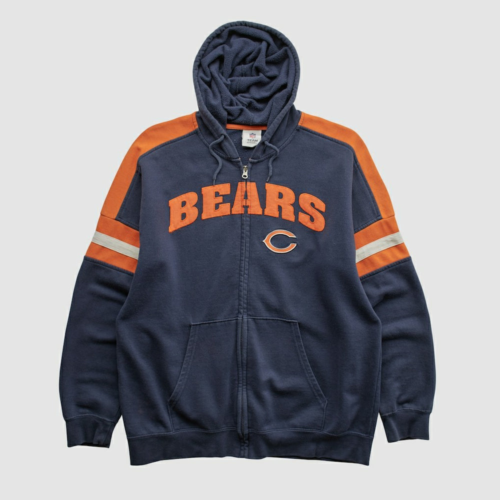 Chicago Bears NFL 2010s Hooded Full Zip Sweatshirt Navy Vintage