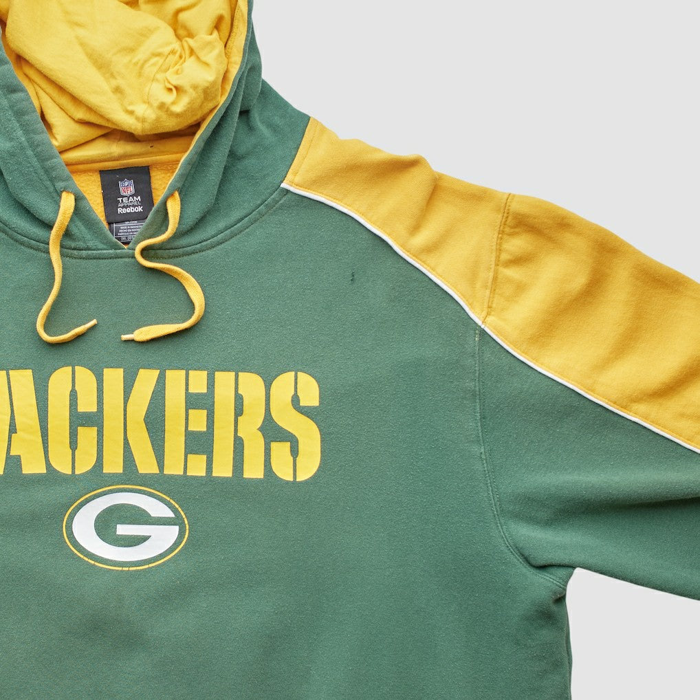 Green Bay Packers Reebok 2010s Hooded Pullover Sweatshirt Green Vintage