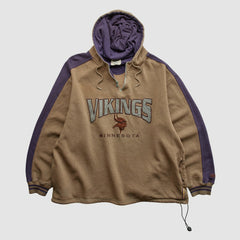 Minnesota Vikings Lee Sport 90s Hooded 1/4 Zip Sweatshirt Clay Vintage
