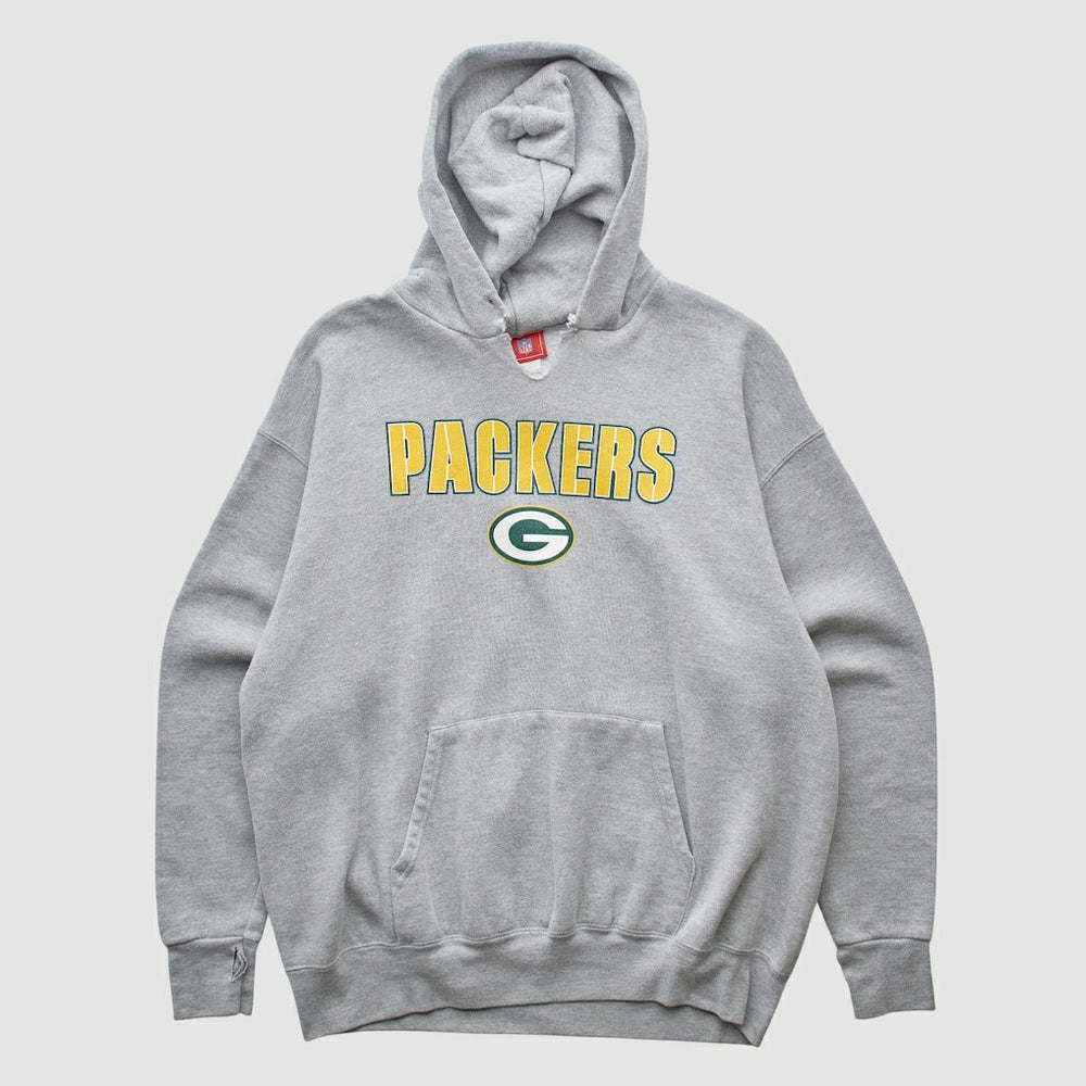 Green Bay Packers NFL 2000s Hooded Pullover Sweatshirt Heather Gray Vintage