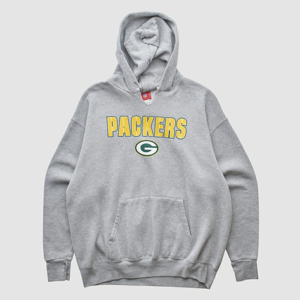Green Bay Packers NFL 2000s Hooded Pullover Sweatshirt Heather Gray Vintage