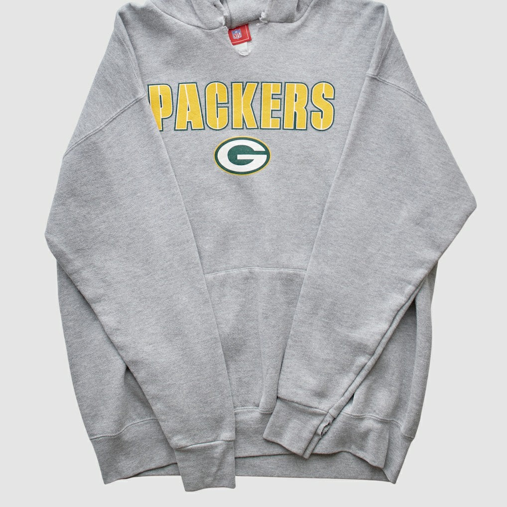Green Bay Packers NFL 2000s Hooded Pullover Sweatshirt Heather Gray Vintage