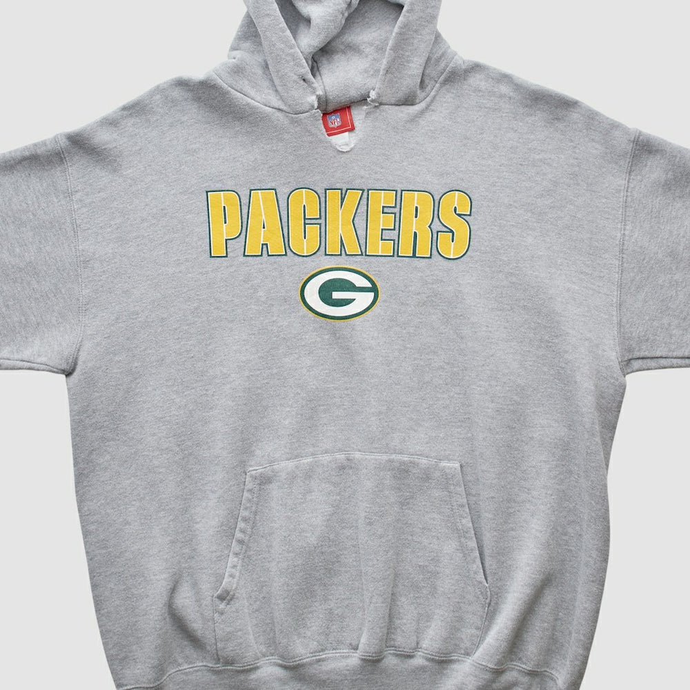 Green Bay Packers NFL 2000s Hooded Pullover Sweatshirt Heather Gray Vintage
