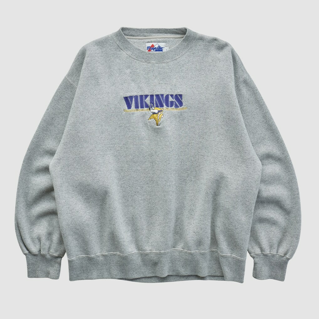 Minnesota Vikings Majestic 2000s Pullover Sweatshirt Heather Gray Vintage