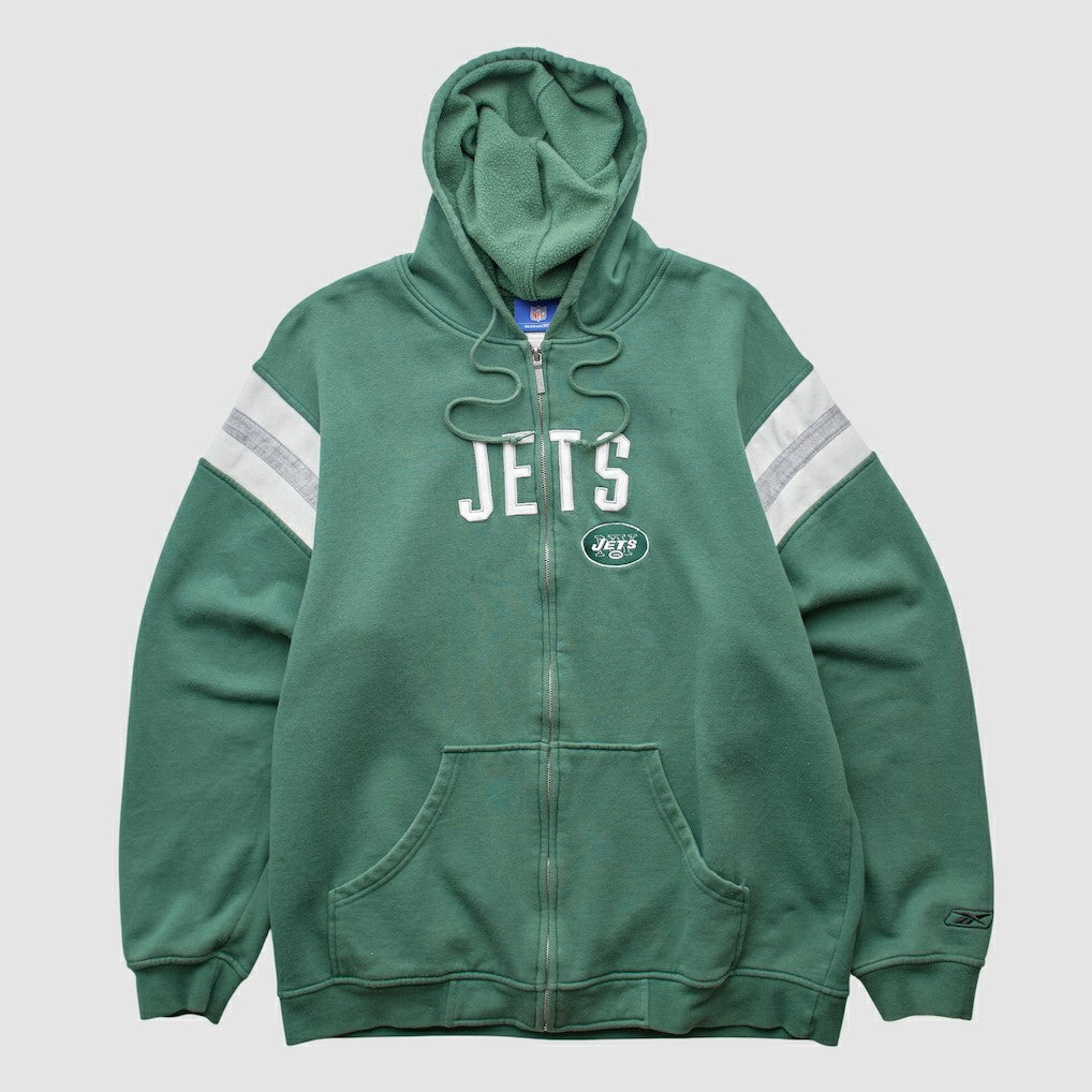 New York Jets Reebok 2000s Hooded Full Zip Sweatshirt Green Vintage