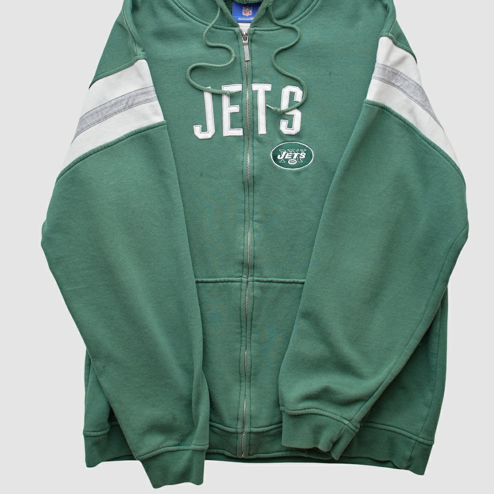 New York Jets Reebok 2000s Hooded Full Zip Sweatshirt Green Vintage