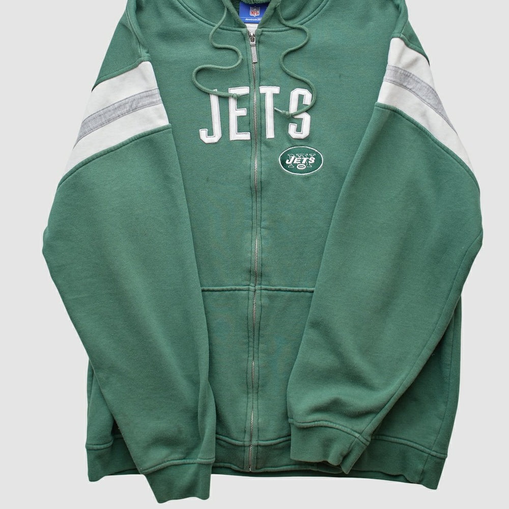 New York Jets Reebok 2000s Hooded Full Zip Sweatshirt Green Vintage