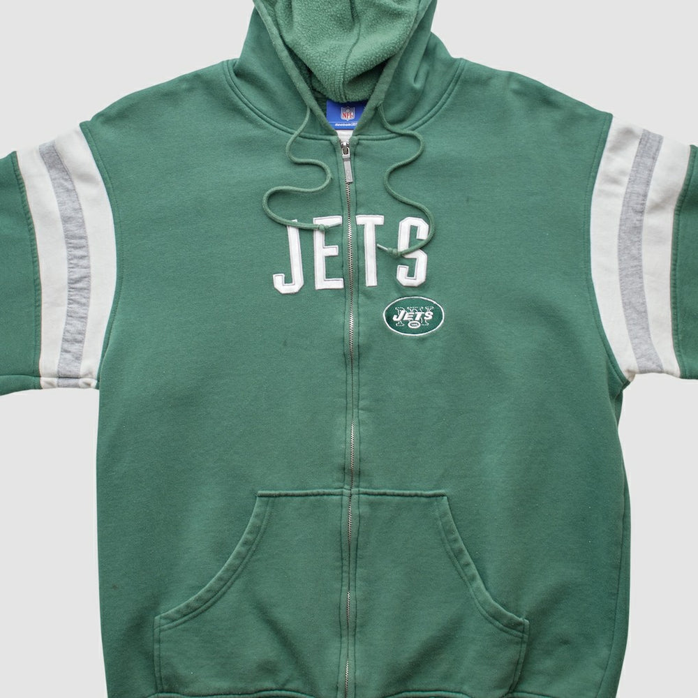 New York Jets Reebok 2000s Hooded Full Zip Sweatshirt Green Vintage
