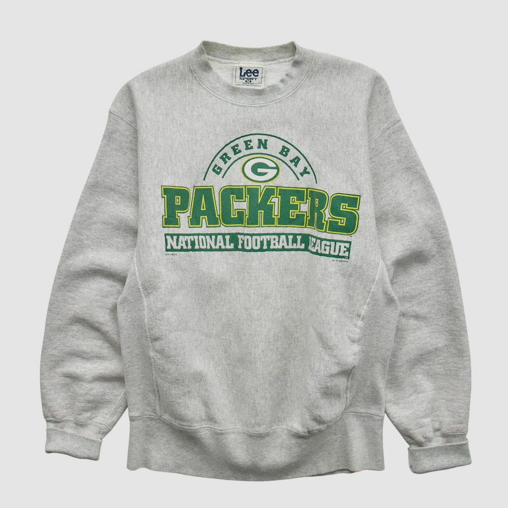 Green Bay Packers Lee Sport 90s Pullover Sweatshirt Heather Gray Vintage