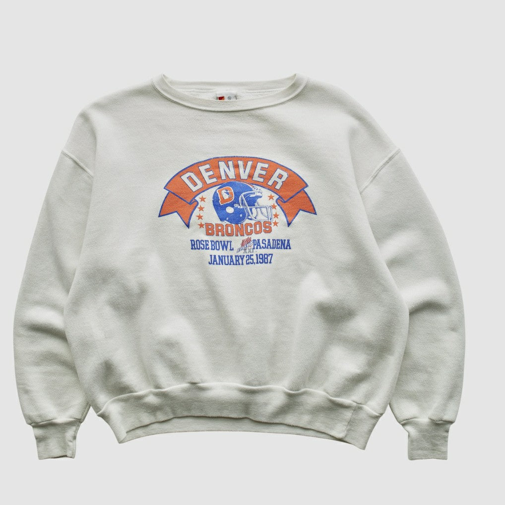 Denver Broncos Signal Sports 1987 Pullover Sweatshirt White Vintage