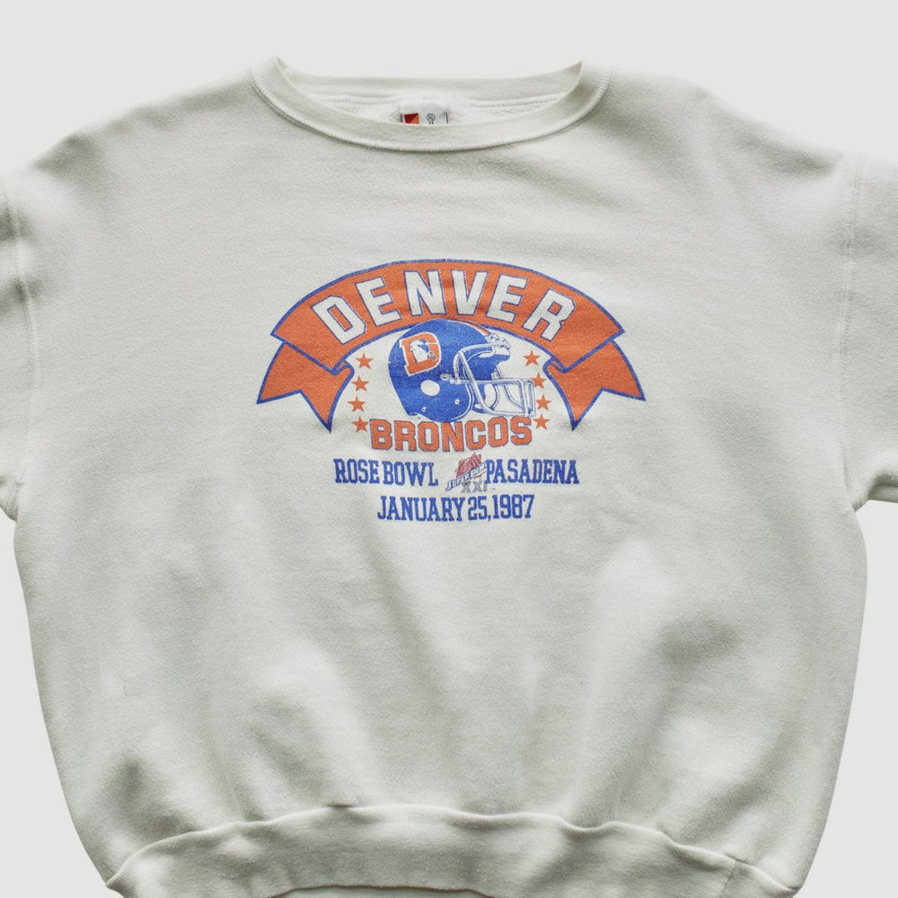 Denver Broncos Signal Sports 1987 Pullover Sweatshirt White Vintage
