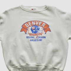 Denver Broncos Signal Sports 1987 Pullover Sweatshirt White Vintage