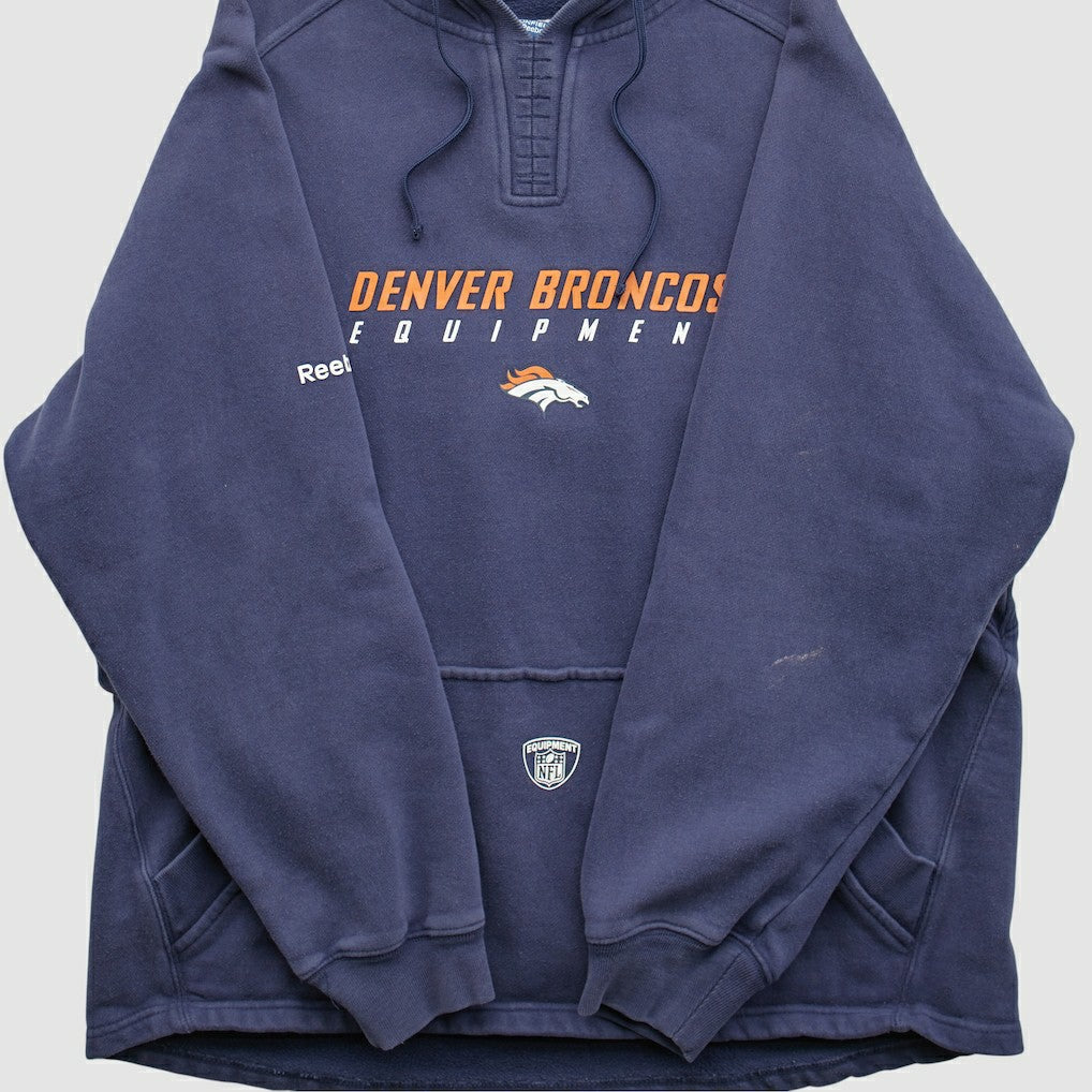 Denver Broncos Reebok 2000s Hooded Pullover Sweatshirt Navy Vintage