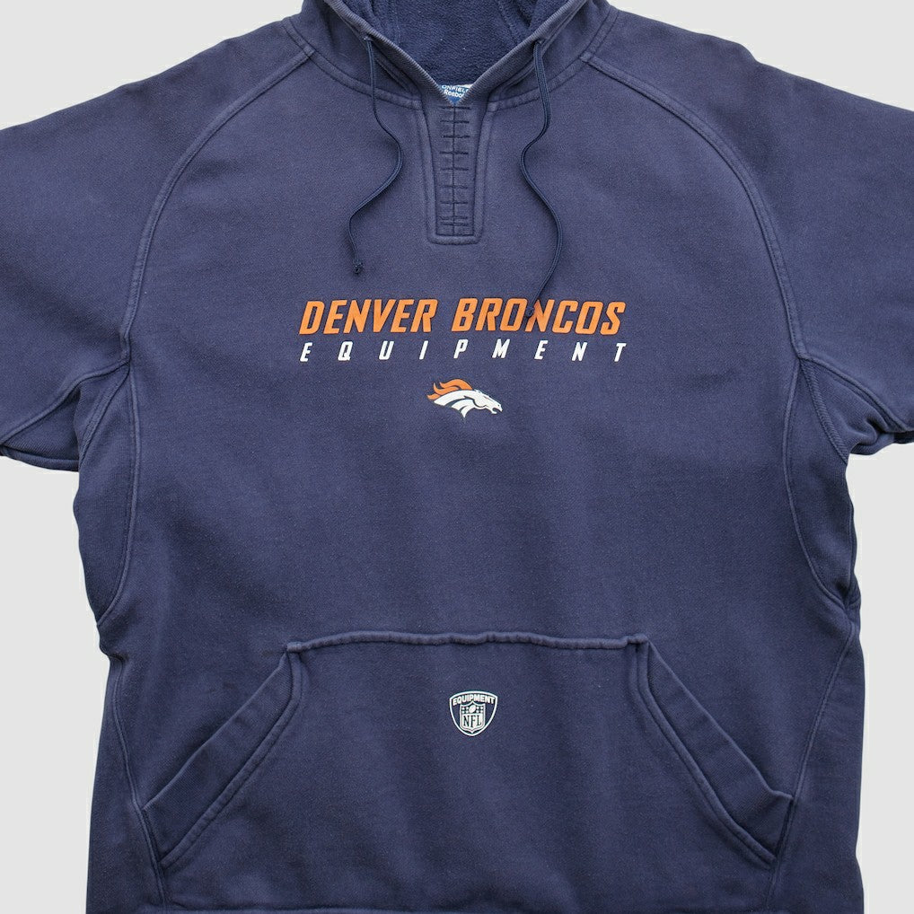 Denver Broncos Reebok 2000s Hooded Pullover Sweatshirt Navy Vintage