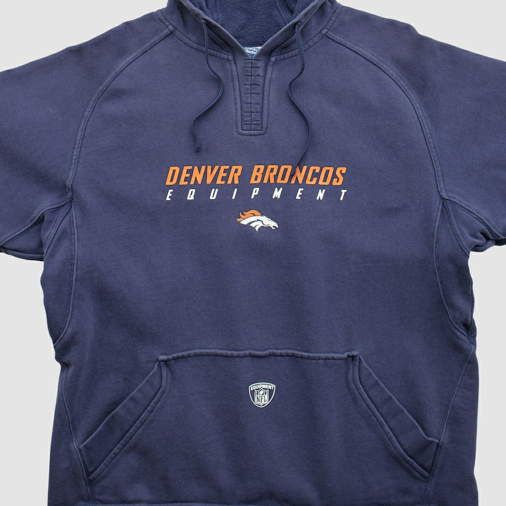 Denver Broncos Reebok 2000s Hooded Pullover Sweatshirt Navy Vintage