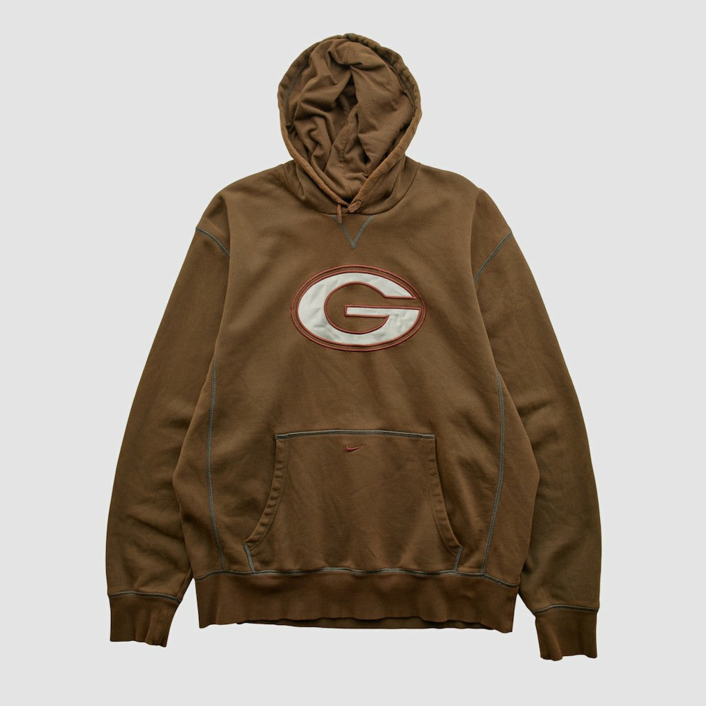 Green Bay Packers 2000s Hooded Pullover Sweatshirt Brown Vintage