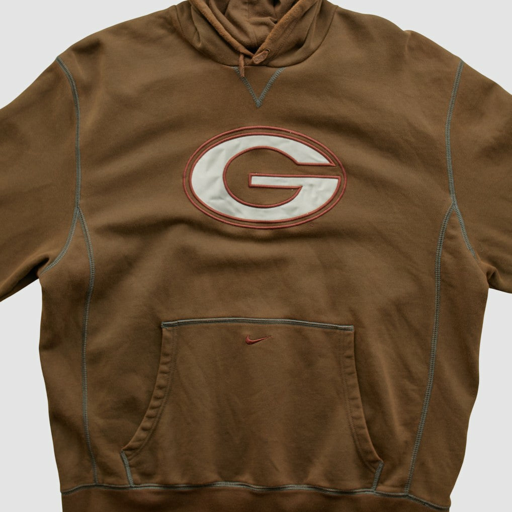 Green Bay Packers 2000s Hooded Pullover Sweatshirt Brown Vintage