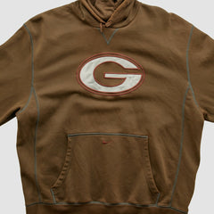 Green Bay Packers 2000s Hooded Pullover Sweatshirt Brown Vintage