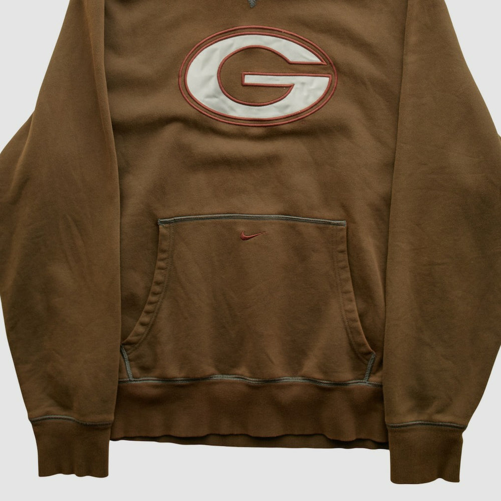 Green Bay Packers 2000s Hooded Pullover Sweatshirt Brown Vintage