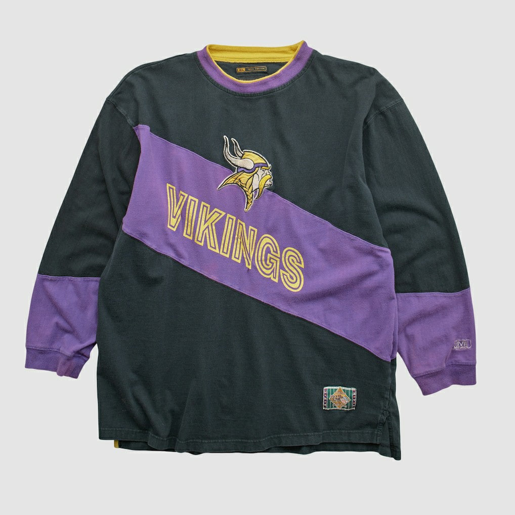 Minnesota Vikings Mirage 90s Long Sleeve T-shirt Black Vintage