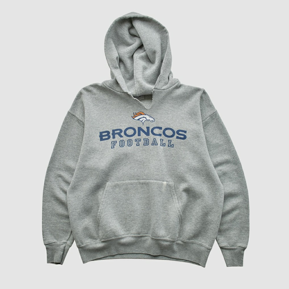 Denver Broncos NFL 2000s Hooded Pullover Sweatshirt Heather Gray Vintage