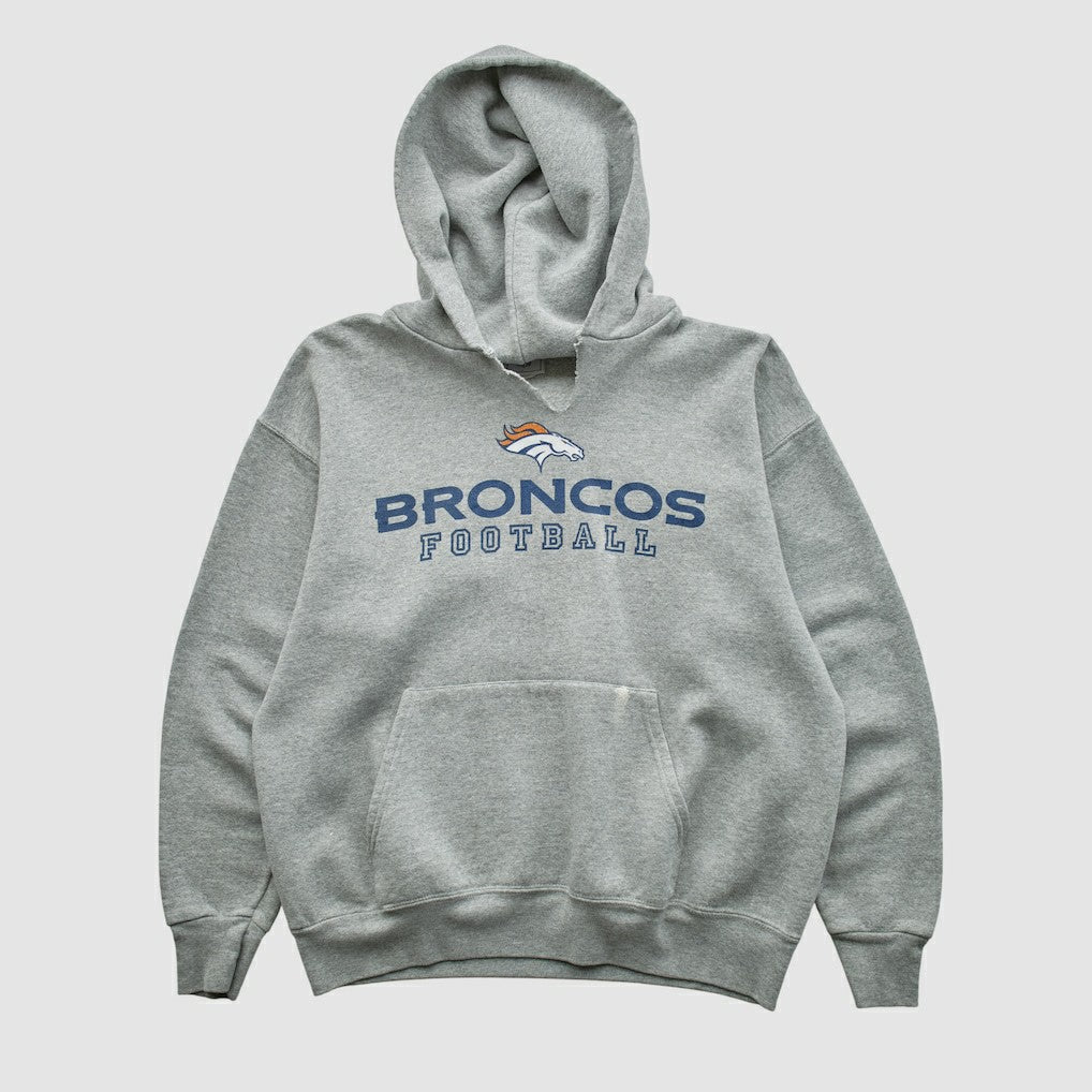 Denver Broncos NFL 2000s Hooded Pullover Sweatshirt Heather Gray Vintage