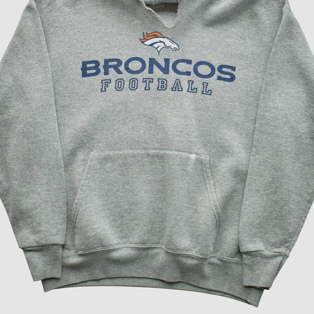 Denver Broncos NFL 2000s Hooded Pullover Sweatshirt Heather Gray Vintage