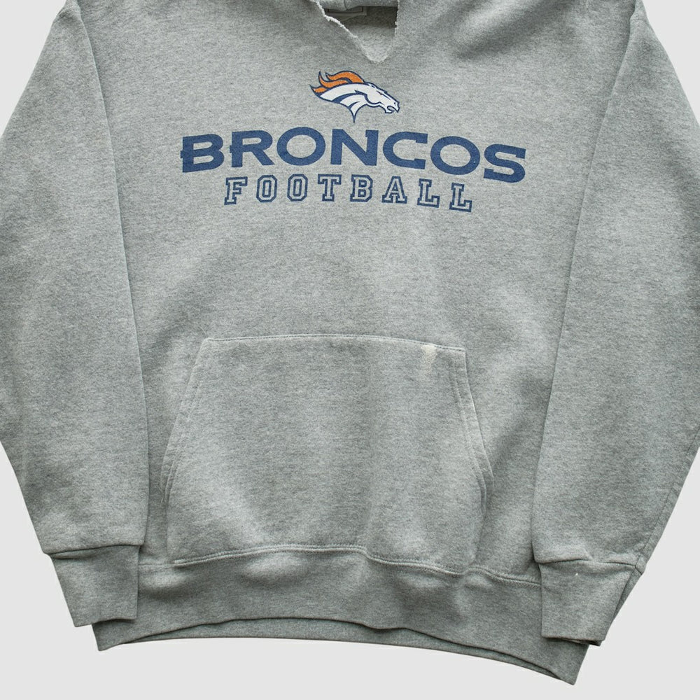 Denver Broncos NFL 2000s Hooded Pullover Sweatshirt Heather Gray Vintage