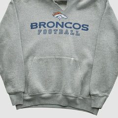 Denver Broncos NFL 2000s Hooded Pullover Sweatshirt Heather Gray Vintage