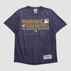 Milwaukee Brewers Majestic 2008 T-shirt - Navy - S by Fanatics Real Vintage T-shirts
