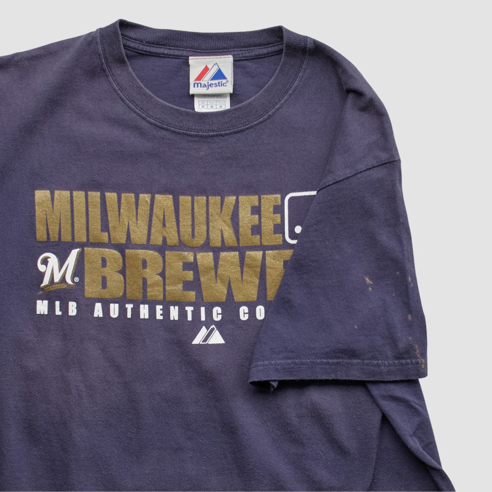 Milwaukee Brewers Majestic 2008 T-shirt - Navy - S by Fanatics Real Vintage T-shirts