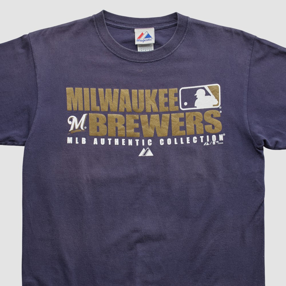 Milwaukee Brewers Majestic 2008 T-shirt - Navy - S by Fanatics Real Vintage T-shirts