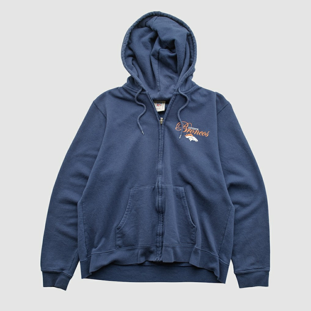 Denver Broncos NFL 2000s Hooded Full Zip Sweatshirt Navy Vintage