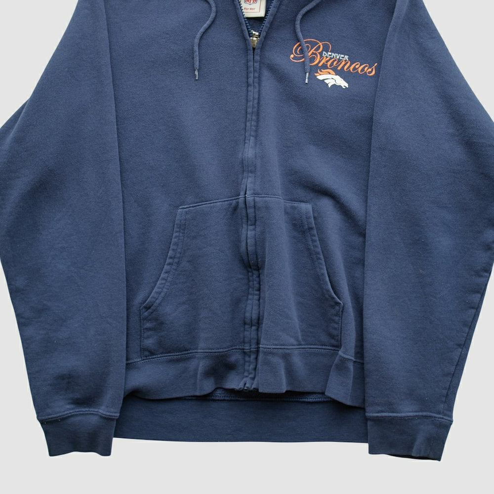 Denver Broncos NFL 2000s Hooded Full Zip Sweatshirt Navy Vintage