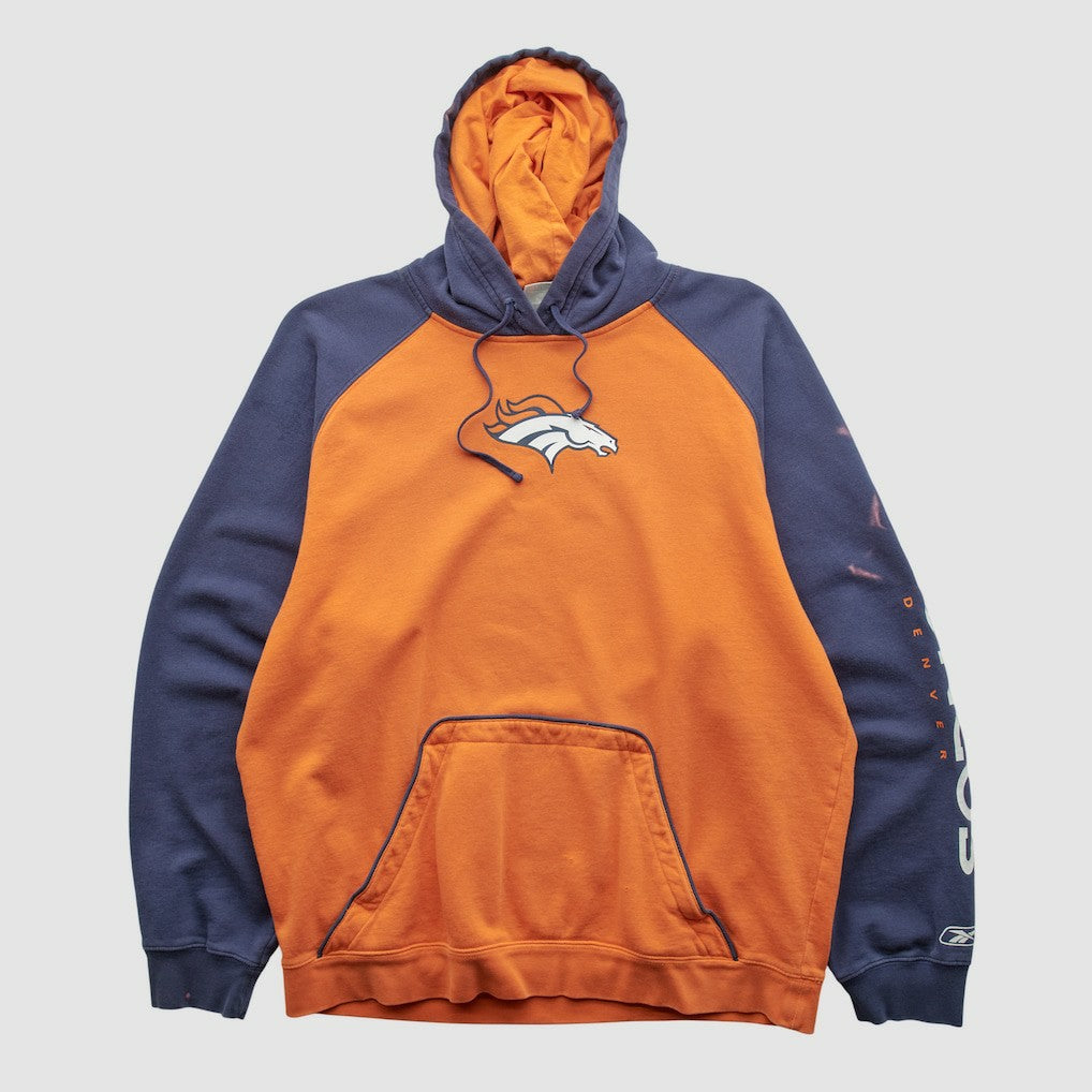 Denver Broncos Reebok 2000s Hooded Pullover Sweatshirt Orange Vintage