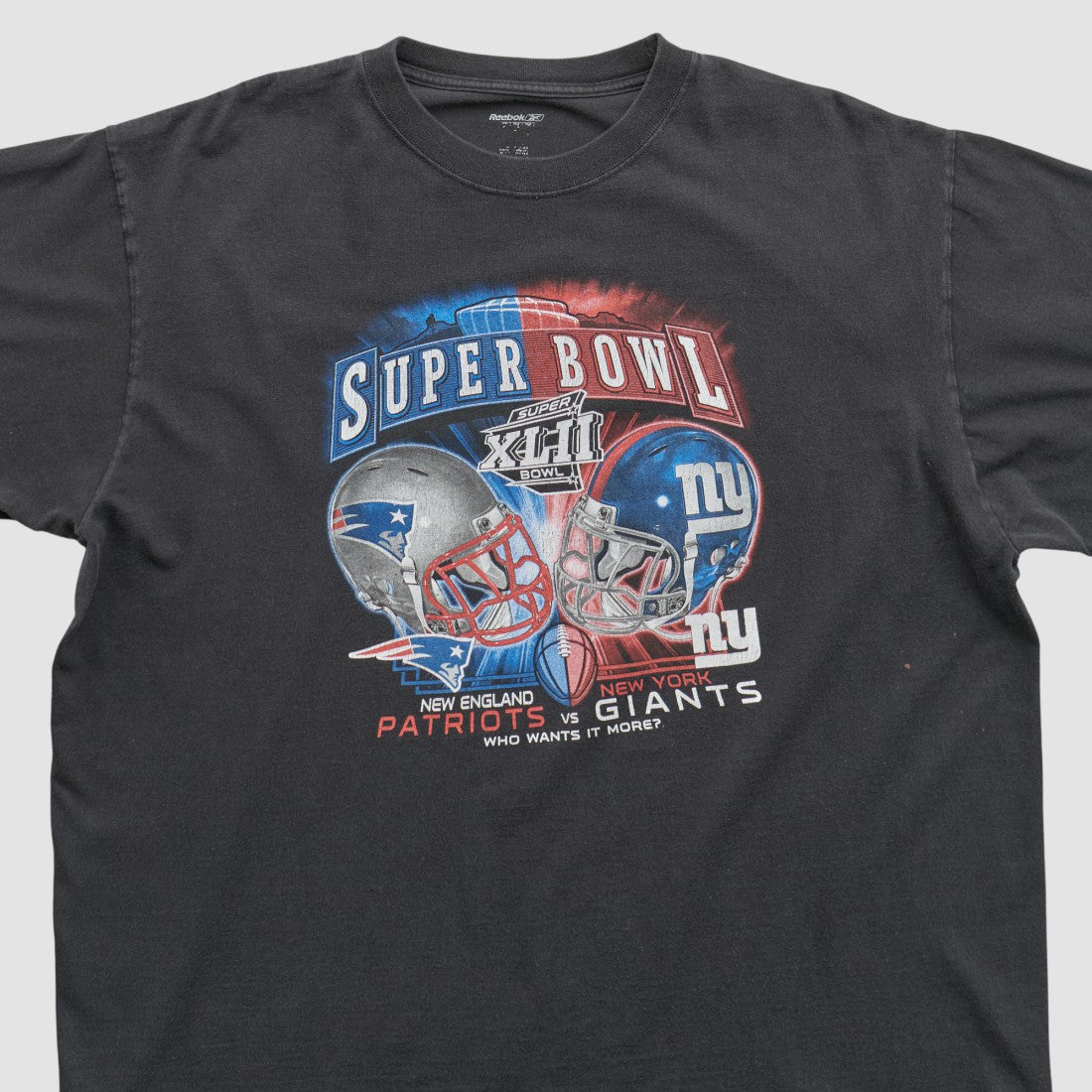 Super Bowl XLII Reebok 2008 T-shirt Black Vintage