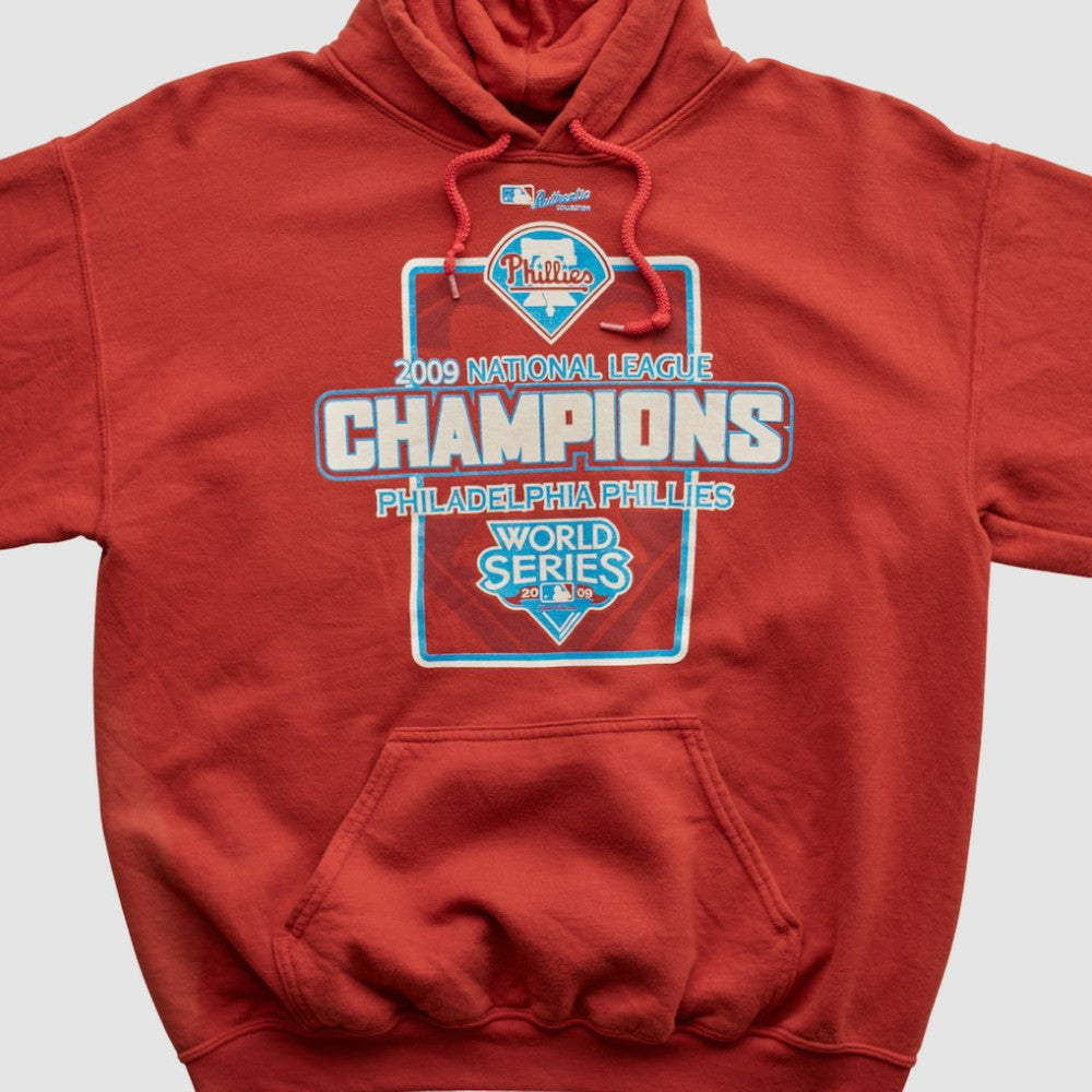 National League Champions 2009 Hooded Pullover Sweatshirt - Red - S by Fanatics Real Vintage Pullover