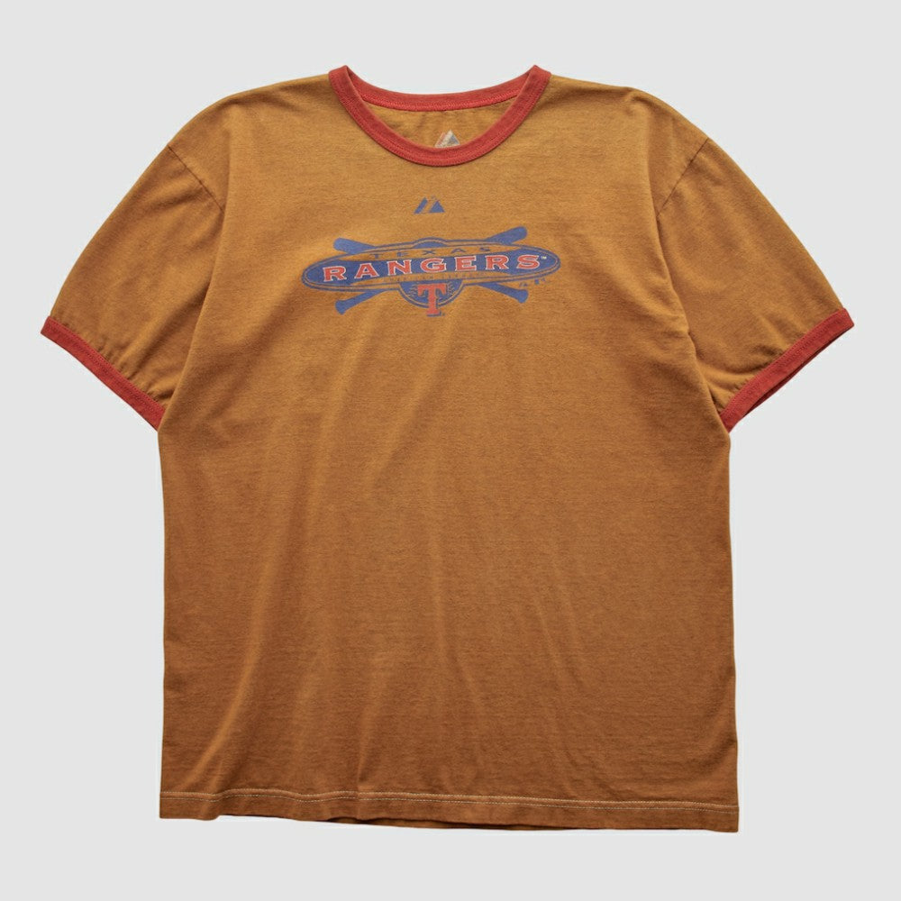 Texas Rangers Majestic 2000s T-shirt - Clay - M by Fanatics Real Vintage T-shirts