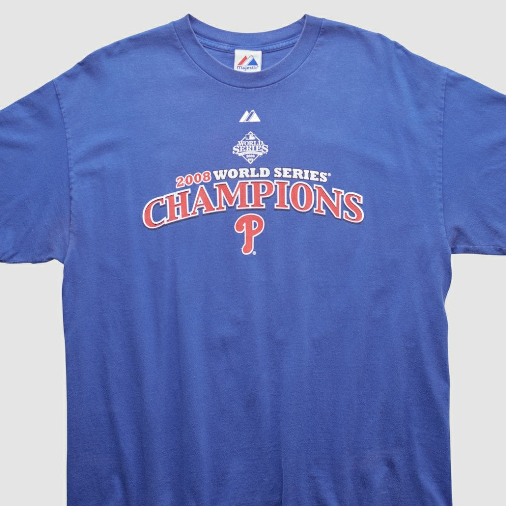 World Series Champions Majestic 2008 T-shirt - Blue - L by Fanatics Real Vintage T-shirts